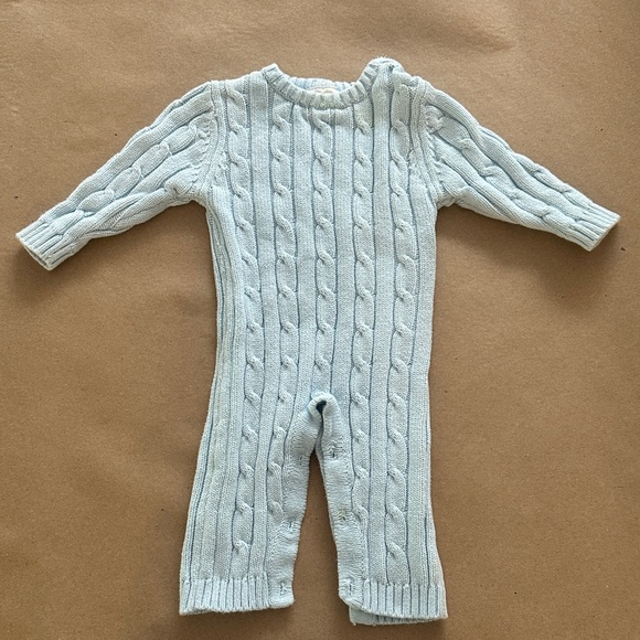 Avenue Cozy Cable Knit Bodysuit - Light Blue - Picture 1 of 3